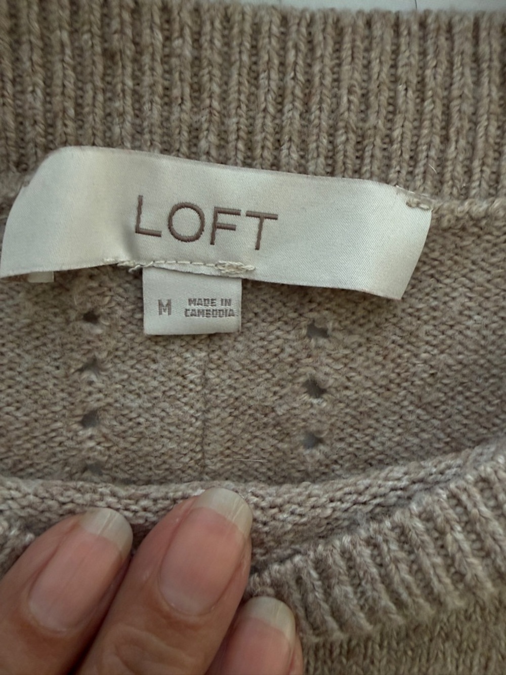 LOFT Brown Knit Sweater Relaxed Fit Ribbed Hem Split Back Detail Medium - Picture 4 of 6